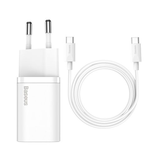 Sienas ātrās uzlādes lādētājs Super Si 25W USB-C QC3.0 PD ar USB-C 1m kabeli, balts TZCCSUP-L02 6953156206038