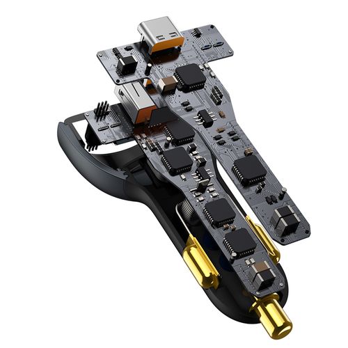 Automašīnas ātrais lādētājs 12-24V 160W USB + 2xUSB-C QC5 PD3.0 ar USB-C kabeli 1m TZCCZM-0G 6953156206731