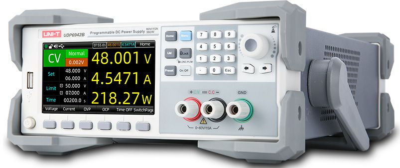 Programuojamas DC maitinimo šaltinis, 1kanalas, 200W, 0-60V, 0-10A, 1mV, 0.1mA RS232, RS485, USB, LAN AC 100V - 240V, 47Hz - 63Hz, UNI-T UDP6932B 6935750569320