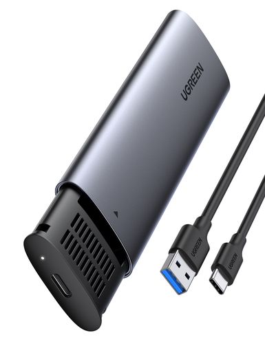 SSD cietā diska korpuss M.2 NGFF SATA 3.0 5Gbps (USB-C ieeja), pelēks UGREEN/10903 6957303819034