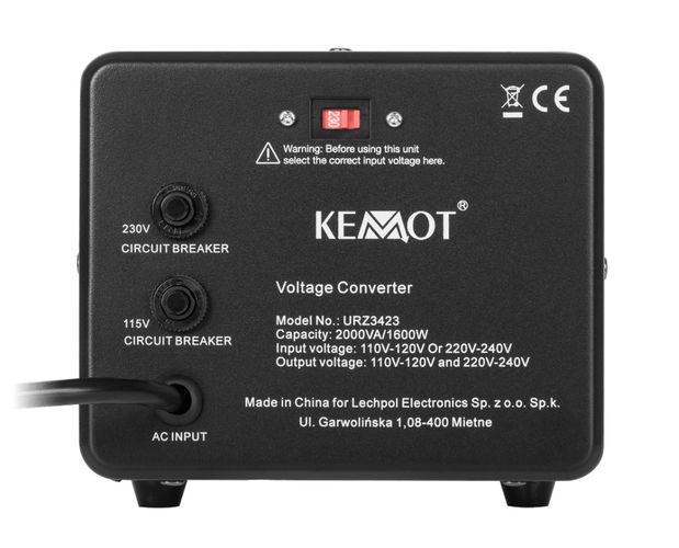 Transformatora sprieguma pārveidotājs 230 / 110Vac 2000VA ar iespēju izmantot uz abām pusēm URZ3423 5901890046824