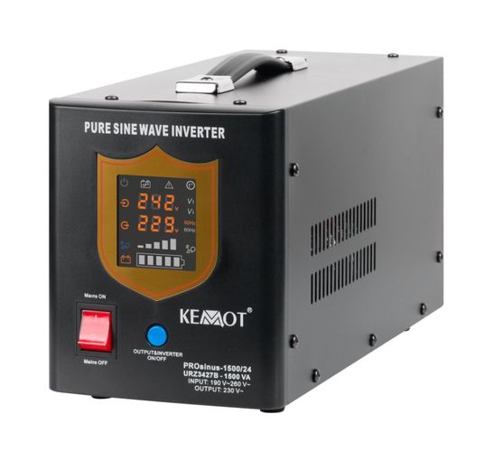 1500VA/1050W 24V/230VAC Nepārtrauktās barošanas bloks UPS, invertors ar sinusoidālu izejas spriegumu un uzlādes funkciju, PROsinus-1500/24, melns URZ3427B 5901890074452