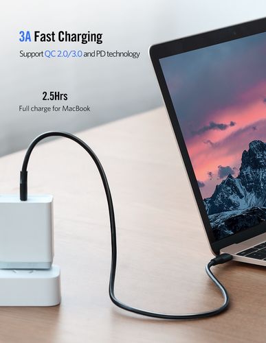 Kabelis USB C spraudnis - USB C spraudnis 1m 60W melns US286 UGREEN UGREEN/50997 6957303859979