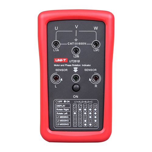 Testeris: fāžu secības; LED; 90÷600VAC; Frekvence: 15÷400Hz; IP40 UNI-T UT261B 6935750526125