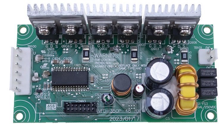 Maiņfrekvences pārveidotājs - 350 W - 48 VDC izejas - 20 līdz 55 VDC ieejas - 4"x2" PCB VFD-350P-48