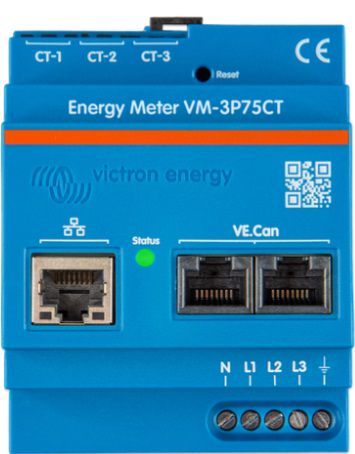 VM-3P75CT ir trīsfāžu enerģijas skaitītājs ar Ethernet un VE.Can sakaru pieslēgvietām. REL200300100 8719076059462