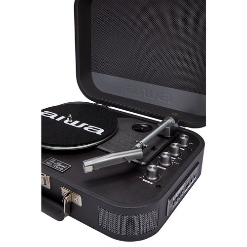 Vintage vinila atskaņotājs ar Bluetooth / USB atskaņotāju un ierakstītāju, titāna krāsā, kožādas futrālī 2x2,2 W RMS, titāna krāsā VPX-1951/TN 8435256898385