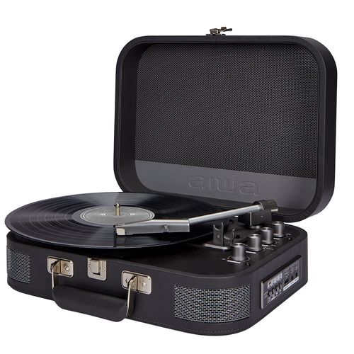 Vintage vinila atskaņotājs ar Bluetooth / USB atskaņotāju un ierakstītāju, titāna krāsā, kožādas futrālī 2x2,2 W RMS, titāna krāsā VPX-1951/TN 8435256898385