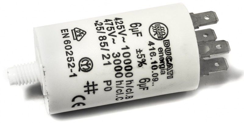 Motora kondensators 6uF±5%/475 V+GRD Ø32x55 mm, DUCATI W1-11006/DUC 8014025098920