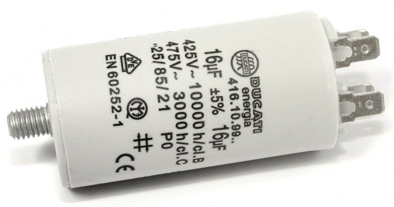 Motora kondensators 16 uF±5%/475 V+GRD Ø36x70 mm, DUCATI W1-11016/DUC 8014025099002