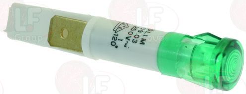 Signālspuldze zaļa 230V 120°C 9mm caurumam W8-12335/G