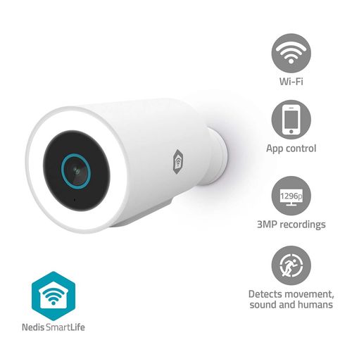SmartLife Outdoor Camera | Spotlight | 3MP Full HD 1296p | IP65 | Cloud Storage (optional) / microSD (not included) / Onvif | 5 V DC | With motion sensor | Night vision | White WIFICO15CWT 5412810469529