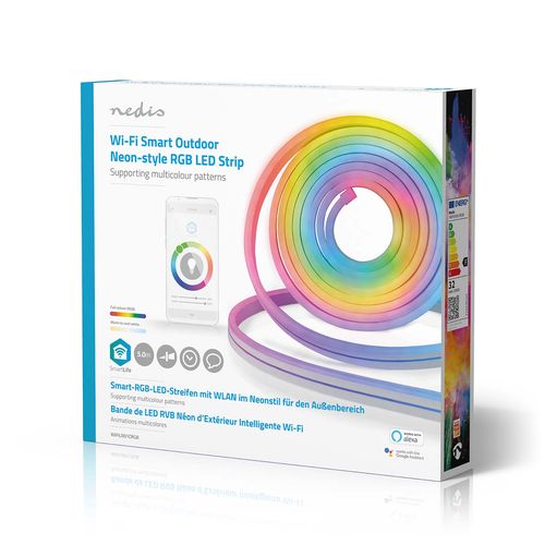 Viedās led lentes komplekts, IR pults un savienojams ar Wi-Fi,  24V, 32W, 5m, 192lm/m, RGB, mitrumizturīgs IP65, Nedis Smart Life WIFILN51CRGB 5412810335084