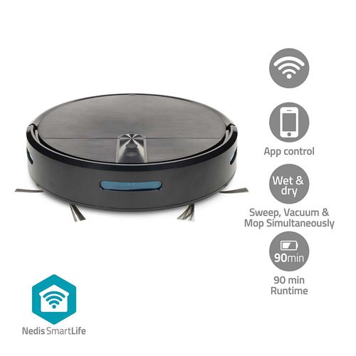 SmartLife Robot Vacuum Cleaner | Random | Wi-Fi | Capacity collection reservoir: 0.6 l | Automatic charging | Maximum operating time: 2 hrs | Black | Android™ / IOS WIFIVCR10CBK 5412810469819