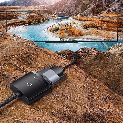 Pārveidotājs HDMI - VGA (tikai video, bez audio), melns BASEUS WKQX010001 6932172606145