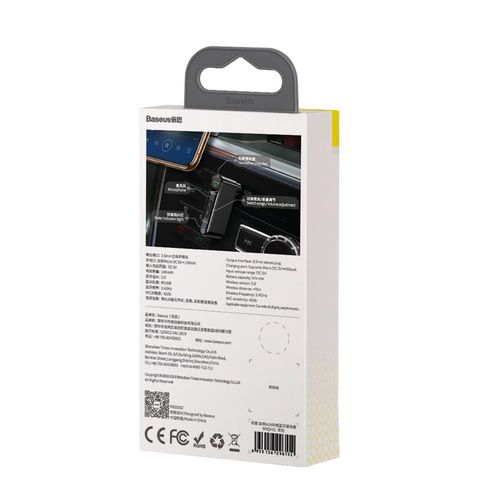 Baseus Bluetooth uztvērējs 5.0 Bezvadu Aux Audio uztvērējs 3.5 mm Auto Aux Bluetooth adapteris Brīvroku ierīce skaļruņu austiņām WXQY-01 6953156296152