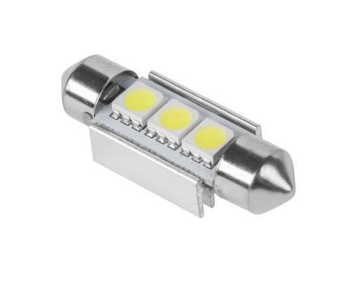 LED spuldze 12V SV8.5 ar 3LED balta Ø11x36mm Canbus ZAR0381 5901890008754