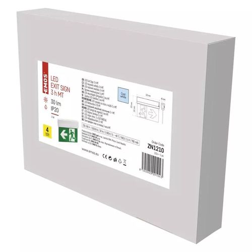 LED EXIT zīme LED 230V AC 3W 30lm 3h., MT, EMOS ZN1210 8592920091043