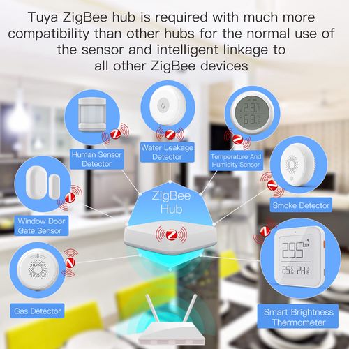 Viedais gaismas, temperatūras un mitruma sensors, ZigBee, bezvadu, 0-1000LUX, Wi-Fi, TUYA / Smart Life ZSS-X-THL-C-MS 6974246475271