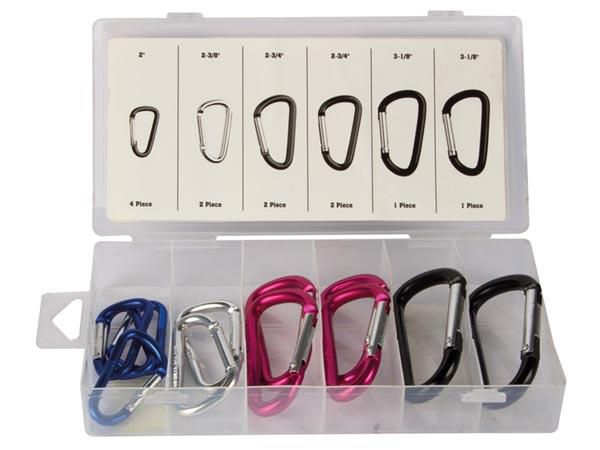 Snap D-ring assortment, aluminium,12 pieces HAS09 5410329595791; 5410329693015