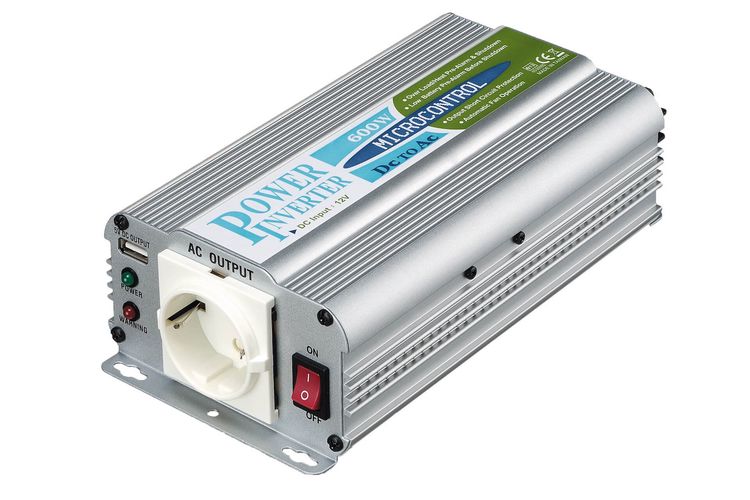 600W DC/AC pārveidotājs, modificēts sinusoidālais vilnis 12V/230V, ar USB HP-600USB/12V