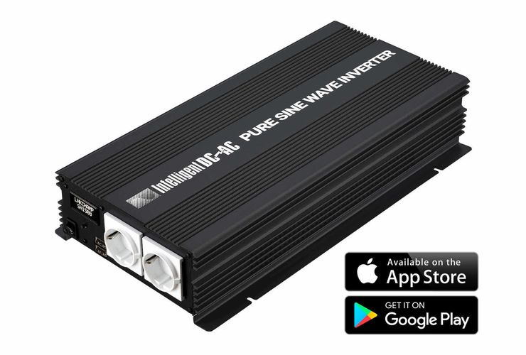 Sprieguma pārveidotājs 12Vdc/230Vac 1000W(2000W) ar sinusoidālu izejas spriegumu un USB, LCD Intelligent SN-1000/12V BT