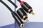 Cable Audio 3.5mm Female to 2x RCA Male Vention VAB-R01-B100 1m Black, Vention VAB-R01-B100