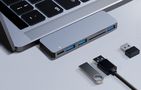 Hub 6w2 RayCue 2x USB-C do Thunderbolt 3 + 3x USB-A 3.0 5Gbps + SD/TF 2.0 (szary), RayCue HYD-RC3601