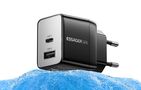 Wall charger, Essager, ECT33W-LJB01-Z, GaN, 1xUSB-A, 1xUSB-C, 33W (black), Essager ECT33W-LJB01-Z