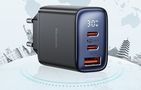 Mcdodo CH-2180 2xUSB-C + USB-A, 30W mains charger with display (black), Mcdodo CH-2180