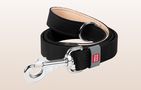 WAUDOG natural leather dog leash 20 mm wide, 122 cm long Black, Waudog 08141