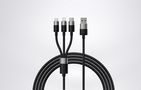 3in1 USB cable Baseus StarSpeed Series, USB-C + Micro + Lightning 3,5A, 1.2m (Black), Baseus CAXS000001