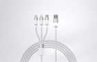 3in1 USB cable Baseus StarSpeed Series, USB-C + Micro + Lightning 3,5A, 1.2m (White), Baseus CAXS000002