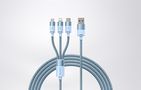 3in1 USB cable Baseus StarSpeed Series, USB-C + Micro + Lightning 3,5A, 1.2m (Blue), Baseus CAXS000017