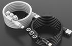 Foneng X62 Magnetic 3in1 USB to USB-C / Lightning / Micro USB Cable, 2.4A, 1m (Black), Foneng X62 3 in 1 / Black