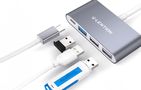 Lention 4in1 Hub USB-C to USB 3.0 + 2x USB 2.0 + USB-C (gray), Lention CB-TP-C13-GRYNA2