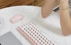 Wireless keyboard + mouse set MOFII Bean 2.4G (White-Pink), MOFII SMK-676367A WP