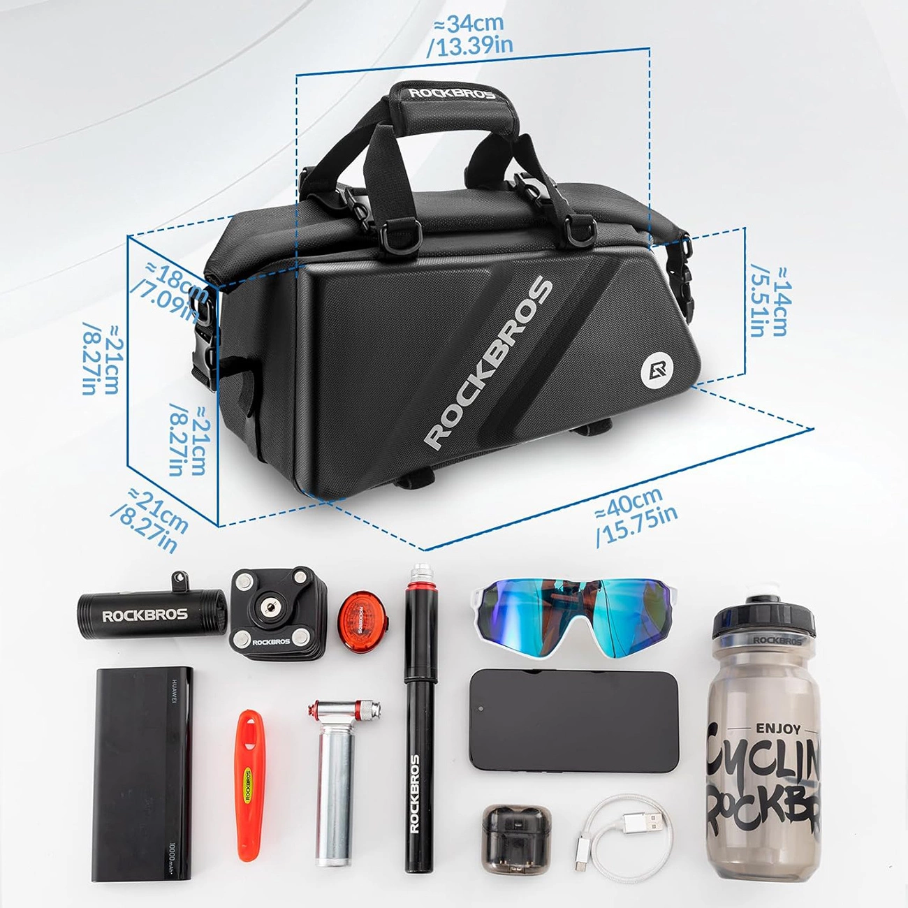 Rockbros 30140090001 bicycle bag for trunk 11.6l - black, Rockbros 7381758550645 7381758550645