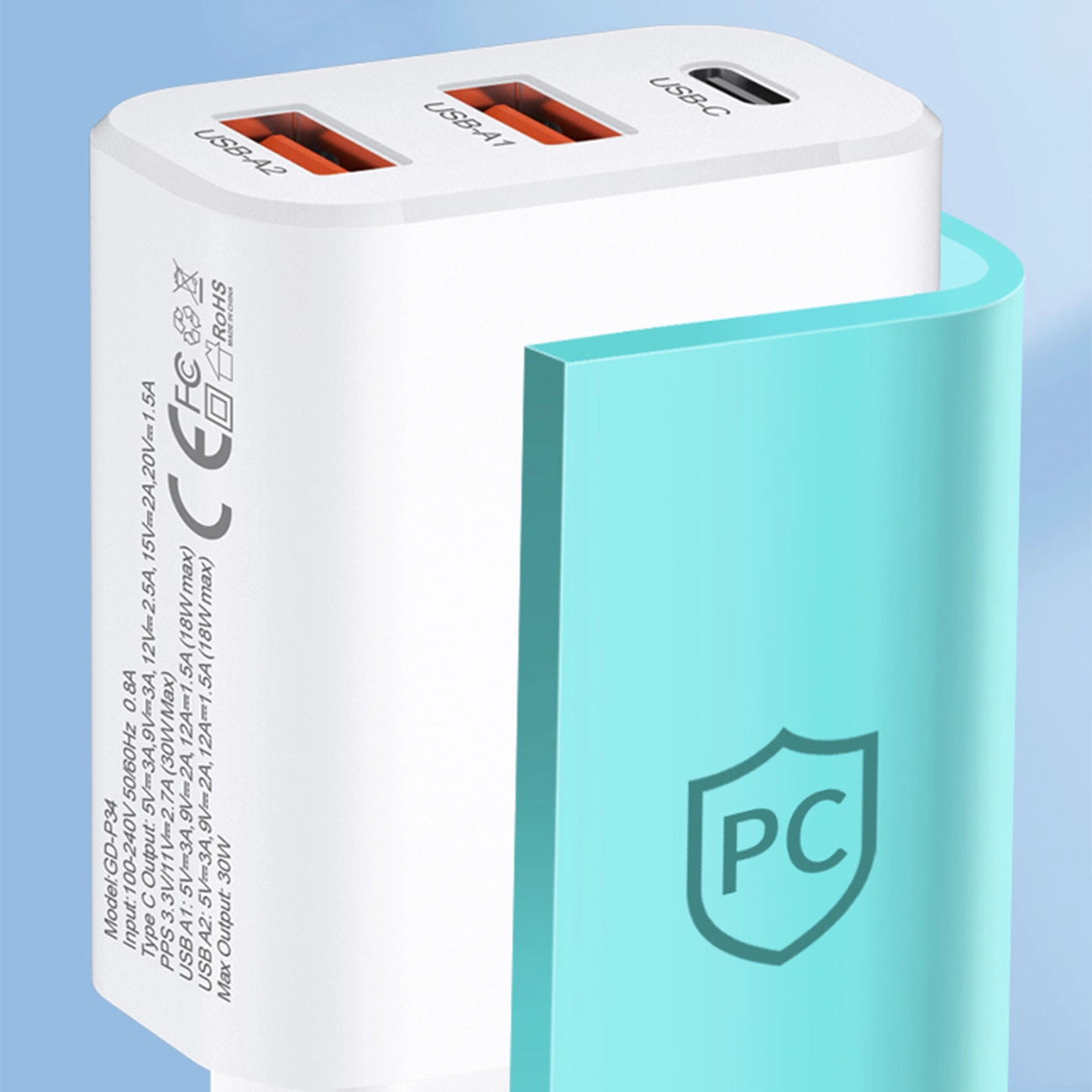 Wozinsky CWCUCW 30W USB-C / 2 x USB-A wall charger - white, Wozinsky 5907769308567