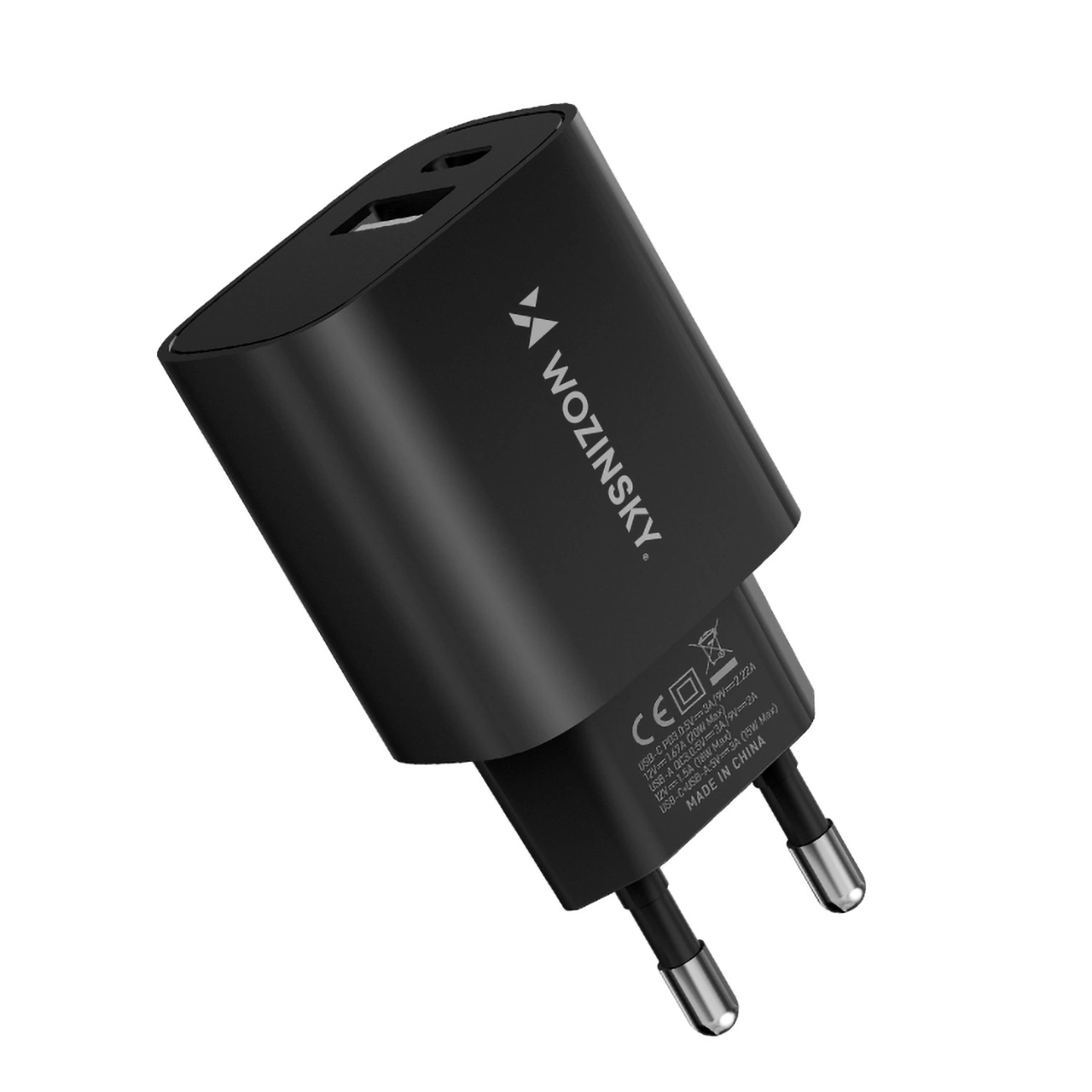 Wozinsky WGWCB USB-A USB-C 20W wall charger - black, Wozinsky 5907769308376 5907769308376