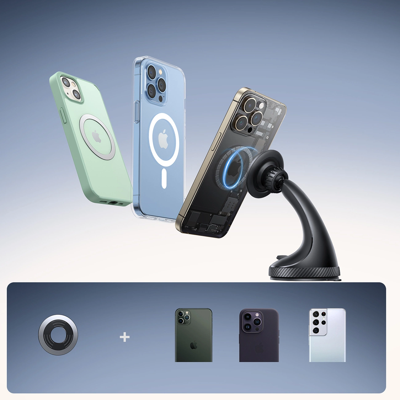 Joyroom JR-ZS406 magnetic car holder for windshield/cockpit - black, Joyroom 6956116708085 6956116708085