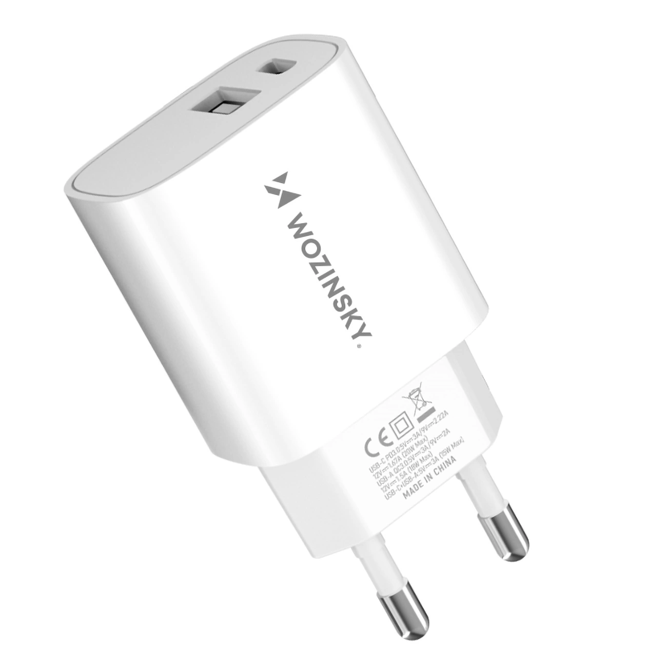 Wozinsky WGWCW USB-A USB-C 20W wall charger - white, Wozinsky 5907769308369 5907769308369