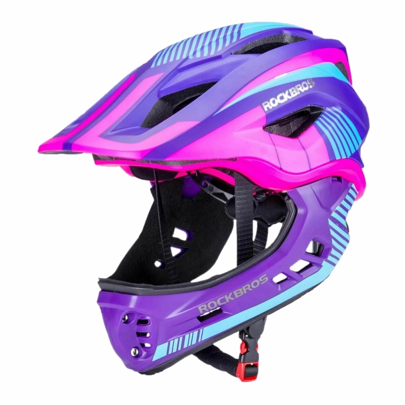 Rockbros TT-32SBPP-S children&#39;s bicycle helmet with detachable chinbar, size S - purple-pink, Rockbros 7793598344030 7793598344030