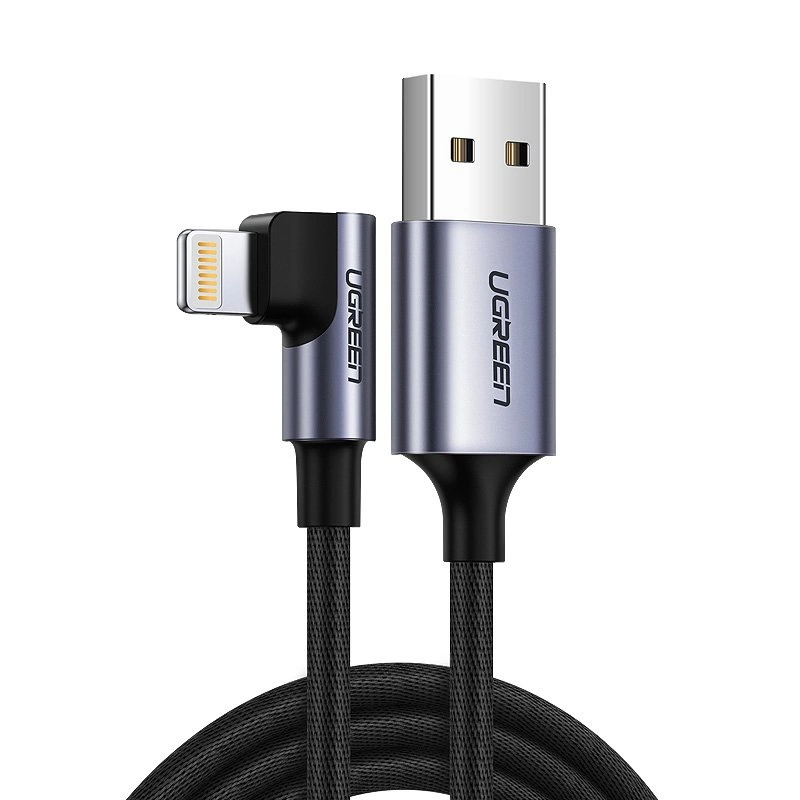 Ugreen US299 60521 angled Lightning / USB-A MFi cable 2.4A 1m - black, Ugreen 6957303865215 6957303865215