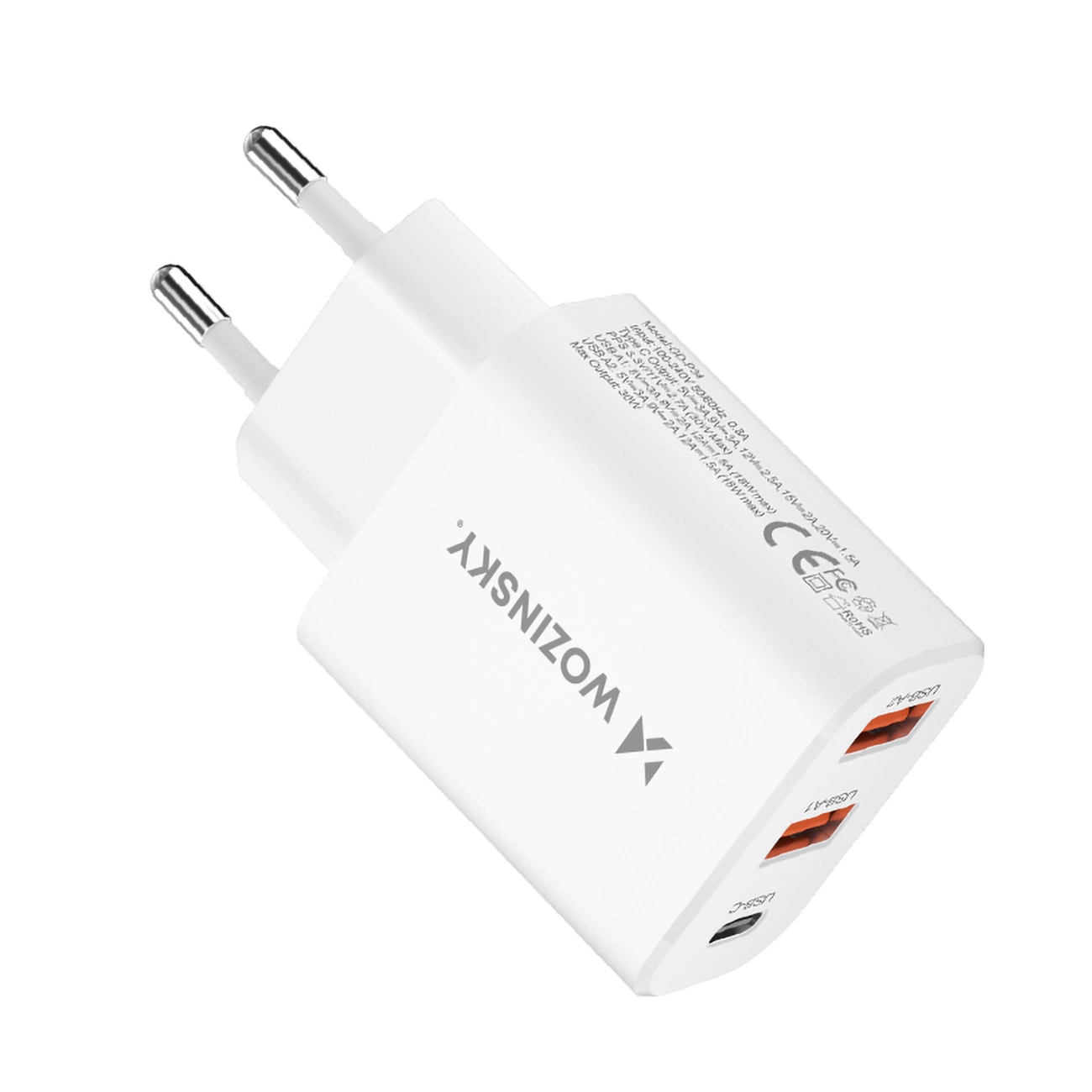 Wozinsky CWCUCW 30W USB-C / 2 x USB-A wall charger - white, Wozinsky 5907769308567