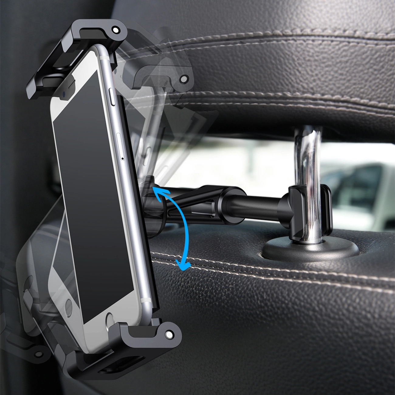 Baseus Backseat Car Mount SUHZ-01 Car Headrest Holder for Tablets / Smartphones 4.7-12.9" - Black, Baseus 6953156261358 6953156261358