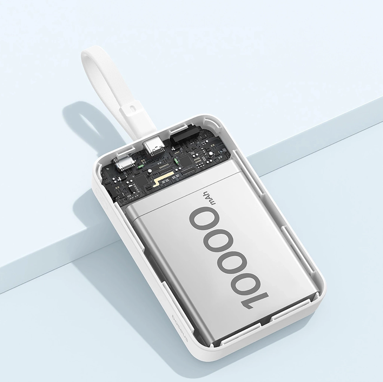Baseus Magnetic Mini MagSafe 10000mAh 30W powerbank with built-in USB-C cable - white + Baseus Simple Series USB-C - USB-C 60W 0.3m cable, Baseus 6932172642778 6932172642778