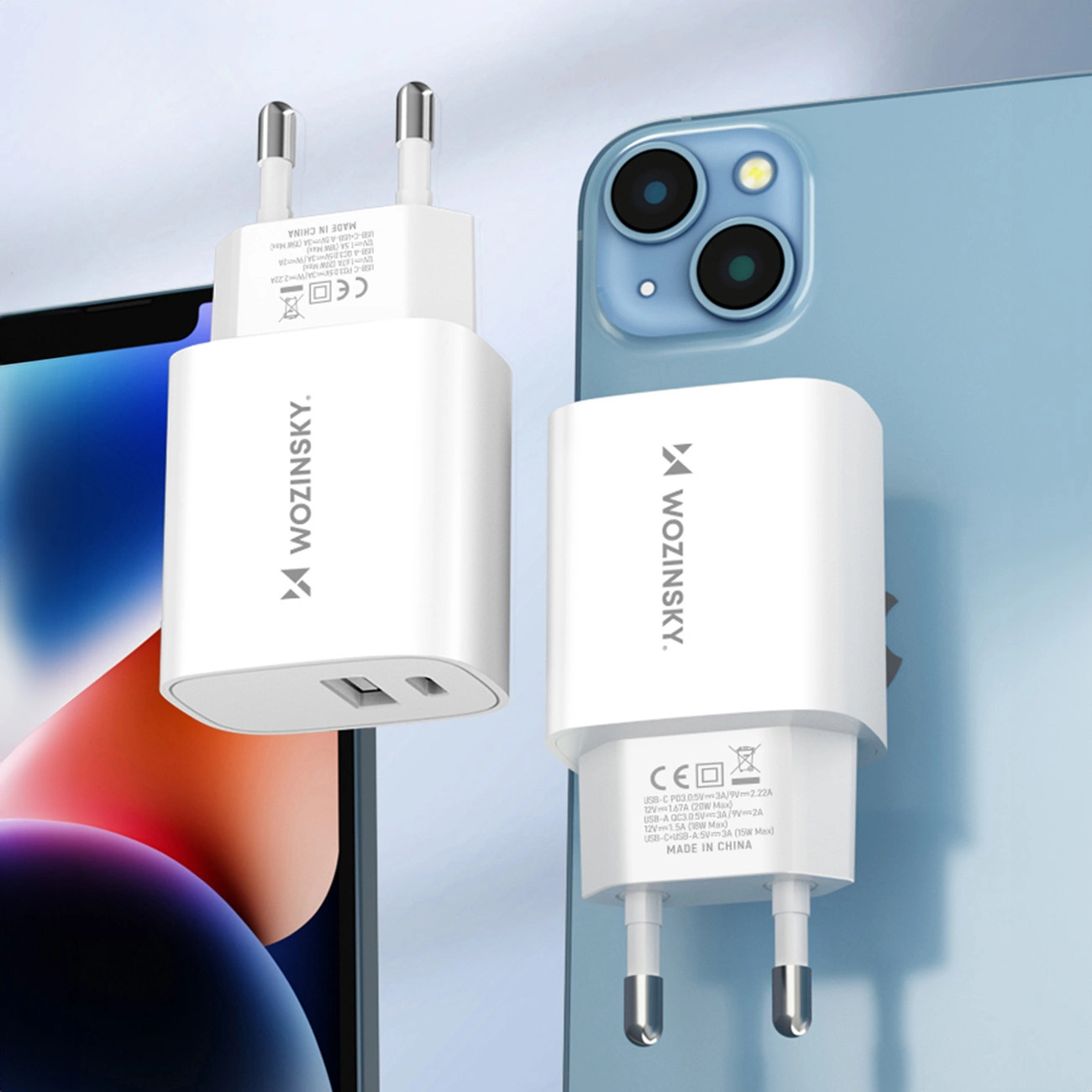 Wozinsky WGWCW USB-A USB-C 20W wall charger - white, Wozinsky 5907769308369 5907769308369