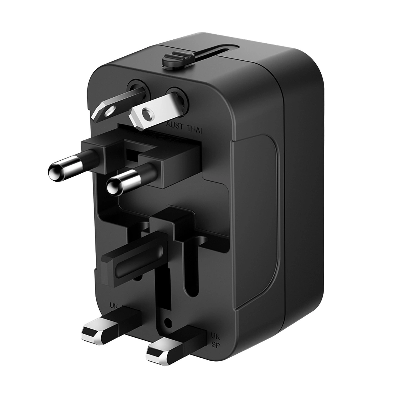 Wozinsky WUTWC travel adapter universal 24W EU / US / AUS / UK / 2x USB-A - black, Wozinsky 5907769308512 5907769308512