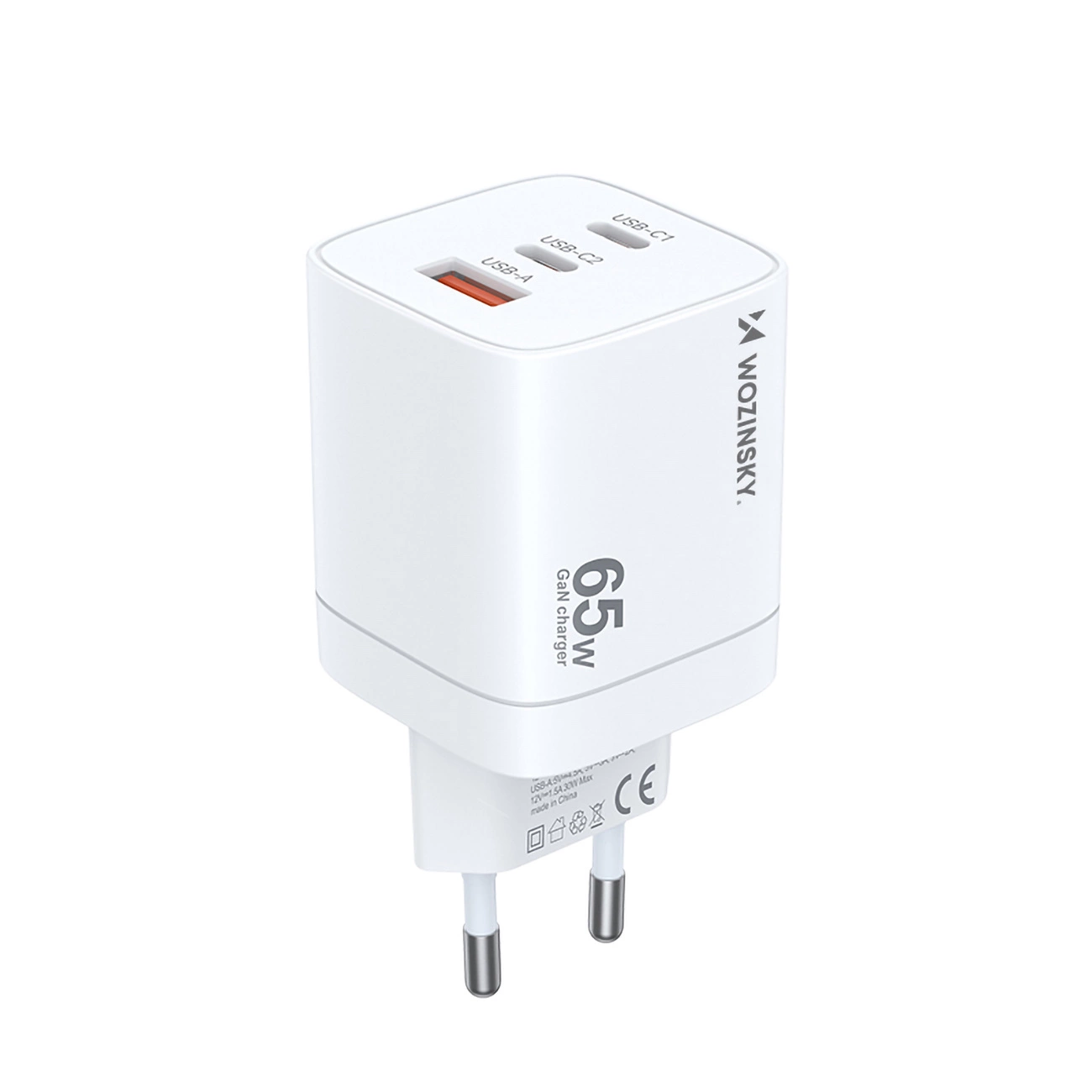 Wozinsky CGWCW 65W USB-A / 2 x USB-C GaN wall charger - white, Wozinsky 5907769308543 5907769308543